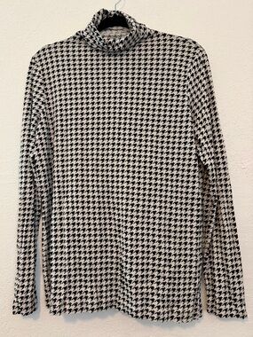 WinterSilks Black & White Houndstooth Sweater Top